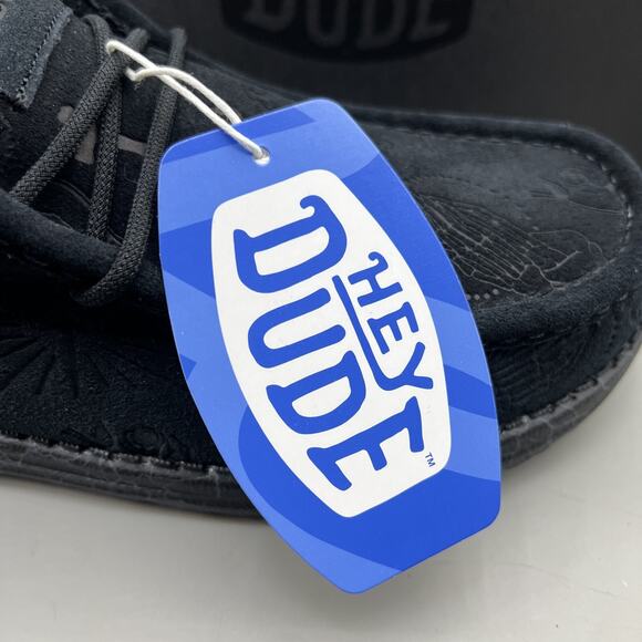 Hey Dude x Jelly Roll Wally Sneakers Men's Size 10 Black Suede Slip On Shoes NEW - Picture 10 of 11